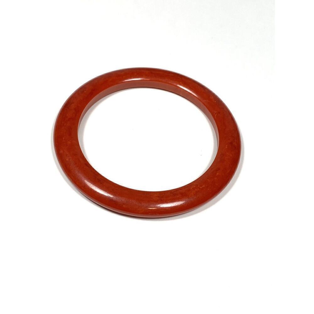 Bakelite Bangle Paprika Bracelet Marbleized 1940s Art Deco Tested